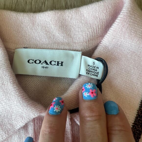 COACH 1941 Women's Knit Polo Shirt with Rexy Patch Size S In Pink - Picture 6 of 10